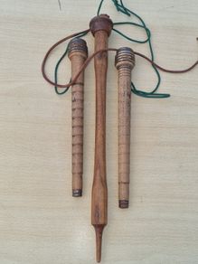 Vintage weaving spools turned into a toy