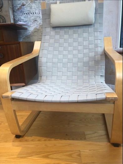 Vintage Ltd Ed Chair with Leather Headrest and Woven Seat IKEA