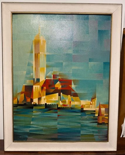 "Exhibition Tower" by Edwin W. Stokes - geometric cubism style