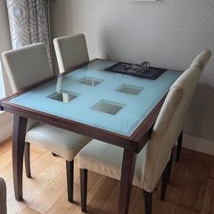 Extending Glass Dining Table and 4 High-Back Chairs