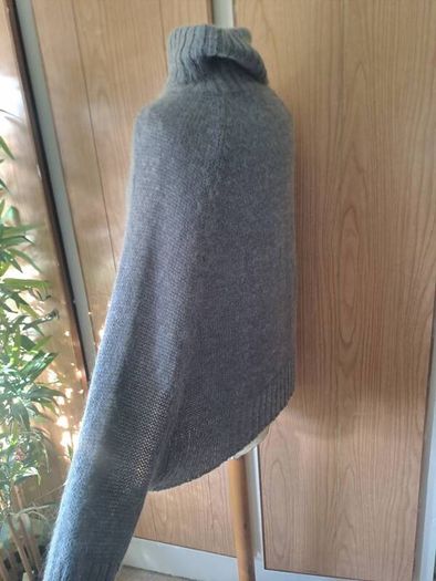 Made in Italy grey cape turtleneck jumper