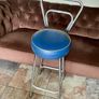 Mid 1959s Art Deco Inspired Chrome Bar Stool with Original Seat Top Image 3