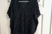 Wallis Women's Sparkly Black Cold Shoulder Top - Size small