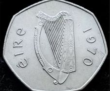 [#25] - Ireland | 1970 | Irish 50p | 50 Pence | Woodcook | KM.24 | AU