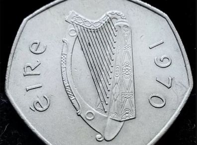 [#25] - Ireland | 1970 | Irish 50p | 50 Pence | Woodcook | KM.24 | AU