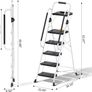 Folding 5-Step Ladder, 800 lbs Capacity Step Stool with Safety Lock, Tool Tray, Non-Skid Wide Steps, Handrail, Household Ladder for Home, Garden, Painting, Outdoor, and Garage Use, White Image 5