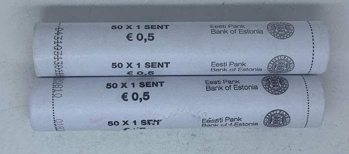 Estonia 2011 1 cent bank rolls x2 sealed