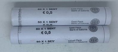 Estonia 2011 1 cent bank rolls x2 sealed
