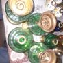 4 Beautiful Old Green Glass Oil Lamps, Postage Available Image 2