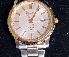 Seiko Stainless Steel Quartz Watch (Sapphire Crystal, 100m WR)