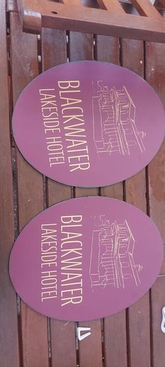 2 x blackwater lakeside hotel advertising signs ,not metal,lovely advertising display items,,buyer collects or pays postage thank you,,price for both ,or sell separate,sold as seen .