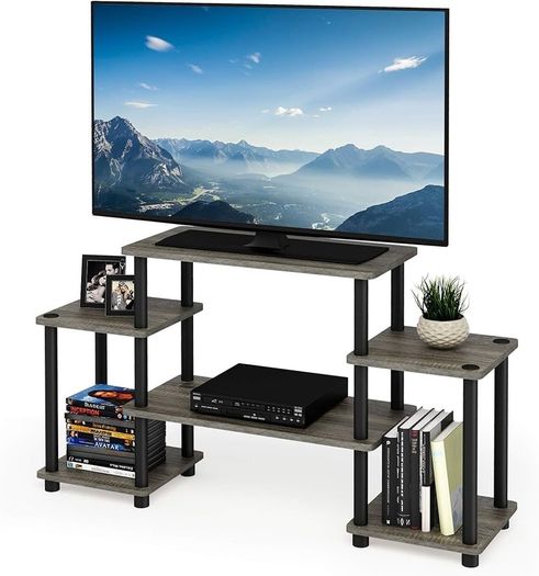 NEW SALE | Turn-N-Tube No Tools Entertainment Center, TV Unit, TV Stands, French Oak/Black, 105.4 (W) x 58 (H) x 29.5 (D) cm