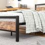 3ft Single Size Metal Platform Bed Frame with Wooden Headboard and Footboard Image 4