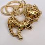 Created Black & White Austrian Crystal Cat Keychain In Yellow Gold Tone Image 8