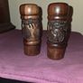 Carved Wooden African Salt and Pepper shakers Image 3