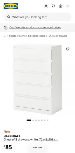 Ikea Lillberget Chest of 5 Drawers