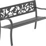 Steel Garden Bench, Rose Design 3 Seater Outdoor Furniture Seating Park Patio Seat Image 5