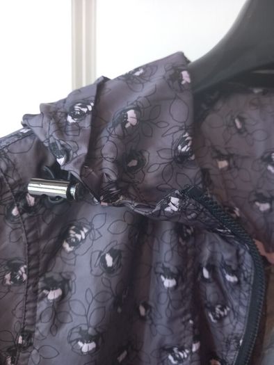 SALE! Grey Floral Hooded Rain Jacket size S