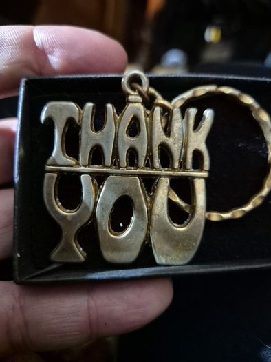Vintage Stamped Thank You Keyring