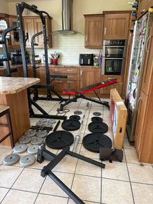 Without Doubt Best Gym Weightlifting Set Up, Power Squat Rack, Bench, Olympic Weights, Bars, Tri Dip!!!