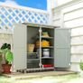 Garden shed cabinet 3 shelves 2 doors galvanized waterproof metal roof solid wood 75 x 40 x 90 cm gray Image 5