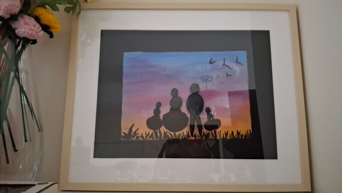 sunset family wall stone shell art