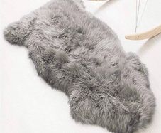 Faux Fur Sheepskin Style Rug (60 x 90 cm) Faux Fleece Chair Cover Seat Pad Soft Fluffy Shaggy Area Rugs For Bedroom Sofa Floor (gray, 60 x 90 cm)