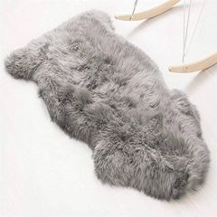 Faux Fur Sheepskin Style Rug (60 x 90 cm) Faux Fleece Chair Cover Seat Pad Soft Fluffy Shaggy Area Rugs For Bedroom Sofa Floor (gray, 60 x 90 cm)