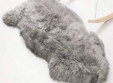Faux Fur Sheepskin Style Rug (60 x 90 cm) Faux Fleece Chair Cover Seat Pad Soft Fluffy Shaggy Area Rugs For Bedroom Sofa Floor (gray, 60 x 90 cm)