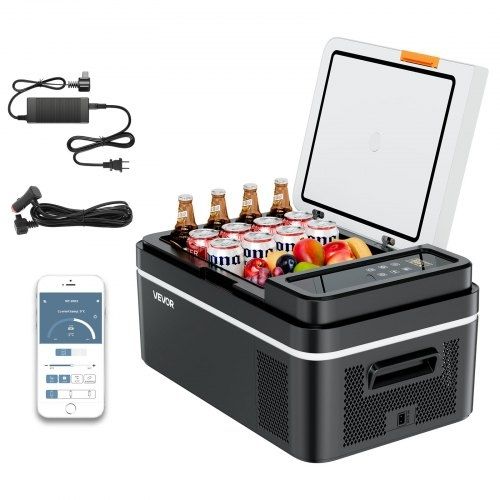 Car Refrigerator, DC 12/24V AC100-240V Compressor Electric Cooler, -20C to 20C Car Fridge with APP Control, 20L Cars Freezer for RVs, Campsites, Boats, Camping, Fishing, 60W Portable Freezer