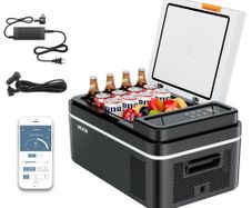 Car Refrigerator, DC 12/24V AC100-240V Compressor Electric Cooler, -20C to 20C Car Fridge with APP Control, 20L Cars Freezer for RVs, Campsites, Boats, Camping, Fishing, 60W Portable Freezer