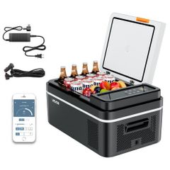Car Refrigerator, DC 12/24V AC100-240V Compressor Electric Cooler, -20C to 20C Car Fridge with APP Control, 20L Cars Freezer for RVs, Campsites, Boats, Camping, Fishing, 60W Portable Freezer