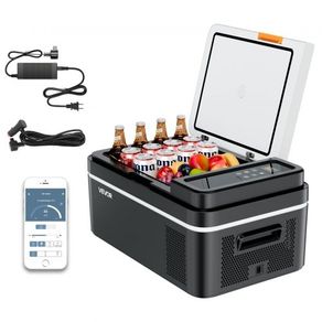 Car Refrigerator, DC 12/24V AC100-240V Compressor Electric Cooler, -20C to 20C Car Fridge with APP Control, 20L Cars Freezer for RVs, Campsites, Boats, Camping, Fishing, 60W Portable Freezer