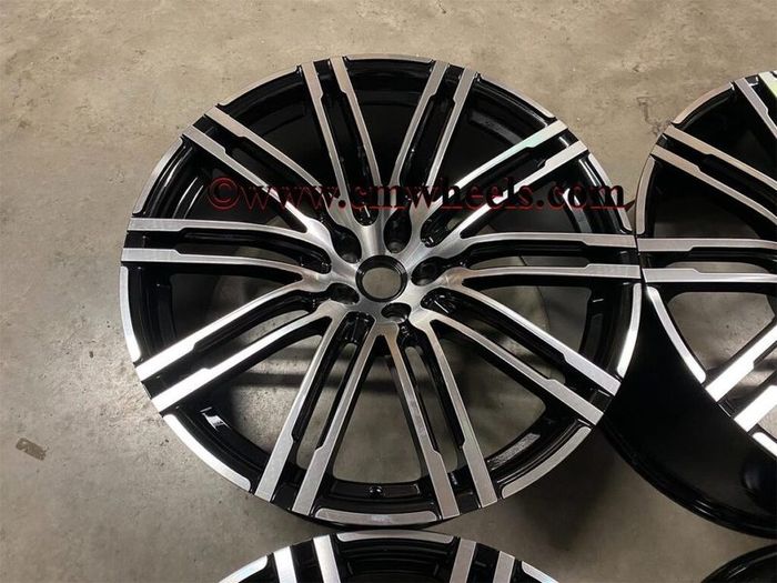 21" Inch Porsche Macan Turbo Style Alloy Wheels Gloss black polished 5x112 66.6