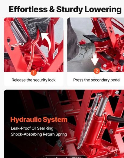 Hydraulic Motorcycle Lift Jack 1500lb / 680kg  Heavy Duty ATV & Motorcycle Hoist Stand