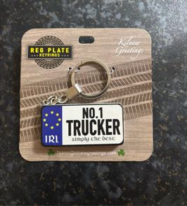Novelty Irish "No. 1 Trucker" Registration Plate Keyring by Kilnew Greetings
