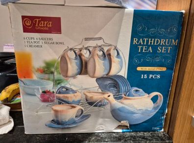 Tara Rathdrum 15 Piece Tea Set with Metal Stand