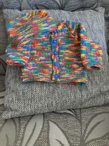 Hand knit cardigan and hat 0 to 3 mths