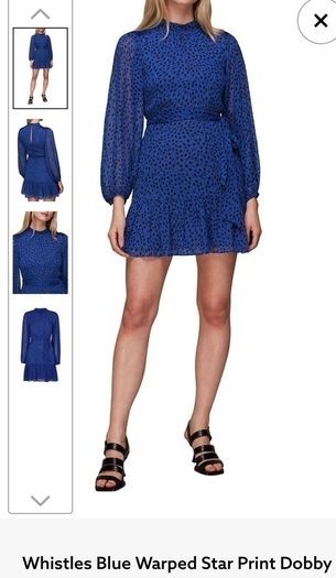 BNWT - Whistles Blue Warped Star Print Dobby Dress UK 14