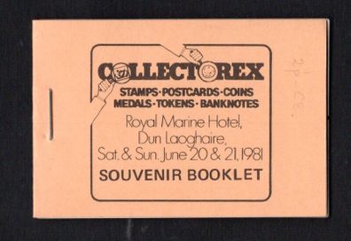 1981 Ireland Collectorex 20th & 21st June 1981 Commemorative Exhibition Booklet @ Royal Marine Hotel Dun Laoghaire with Gerl definitive booklet panes mint never hinged (MNH) No 493