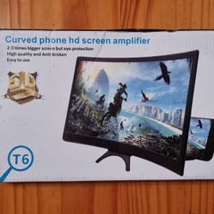 Curved Screen Magnifier Projector - Foldable Stand, Smartphone Compatibility for Movies, Videos & Gaming.