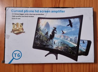 Curved Screen Magnifier Projector - Foldable Stand, Smartphone Compatibility for Movies, Videos & Gaming.