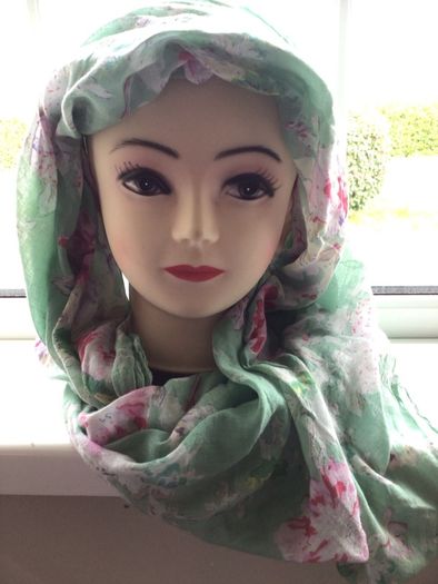 Beautiful Pastel Green Floral lightweight Snood Scarf