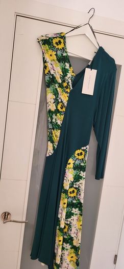 ZARA Collection green floral asymmetrical midi Sz M-L - Bnwt Rrp 79.99