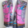Pink Large Ladies Light Scarf Wrap Shawl Kerchief with Horse Hooves Riders Print Image 5
