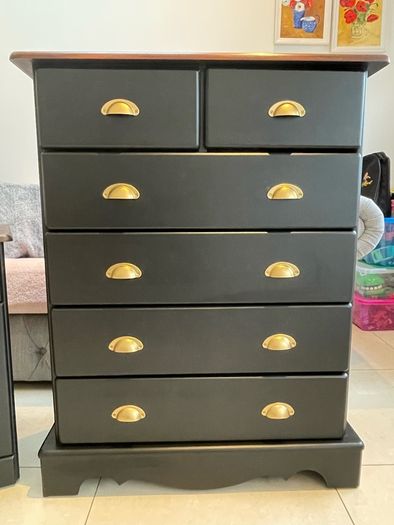Solid wood chest of drawers and bedside locker