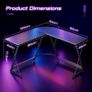 L Shaped Gaming Desk, 120/120 cm Corner Computer Desk for Gaming, Home, Office, Carbon Fibre Black Image 3