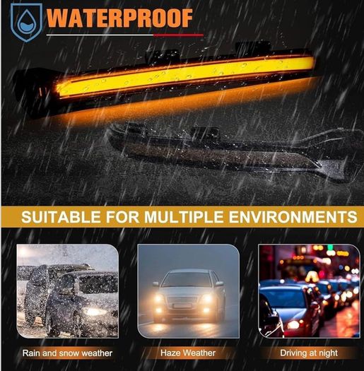 Dynamic LED Turn Signal Light Mirror Light for VW Golf Mk7, White & Amber Dual Colours Wing Mirror Indicator Light Replacement for VW Golf Mk7 7.5 7 Gti R (Smoked Lens)