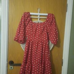 red polka dot dress