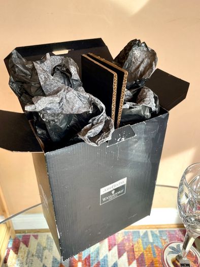 Pair of John Rocha at Waterford Crystal wine glasses - new